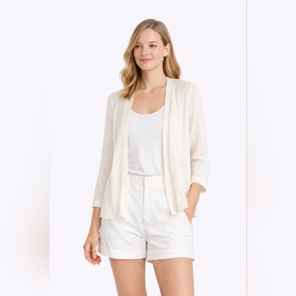 Cynthia Rowley Linen Open Cardigan Lightweight White Size M